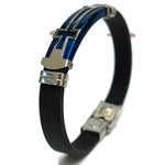 Siliconen Armband Met Kruisaccent Op Blauwe Plaat