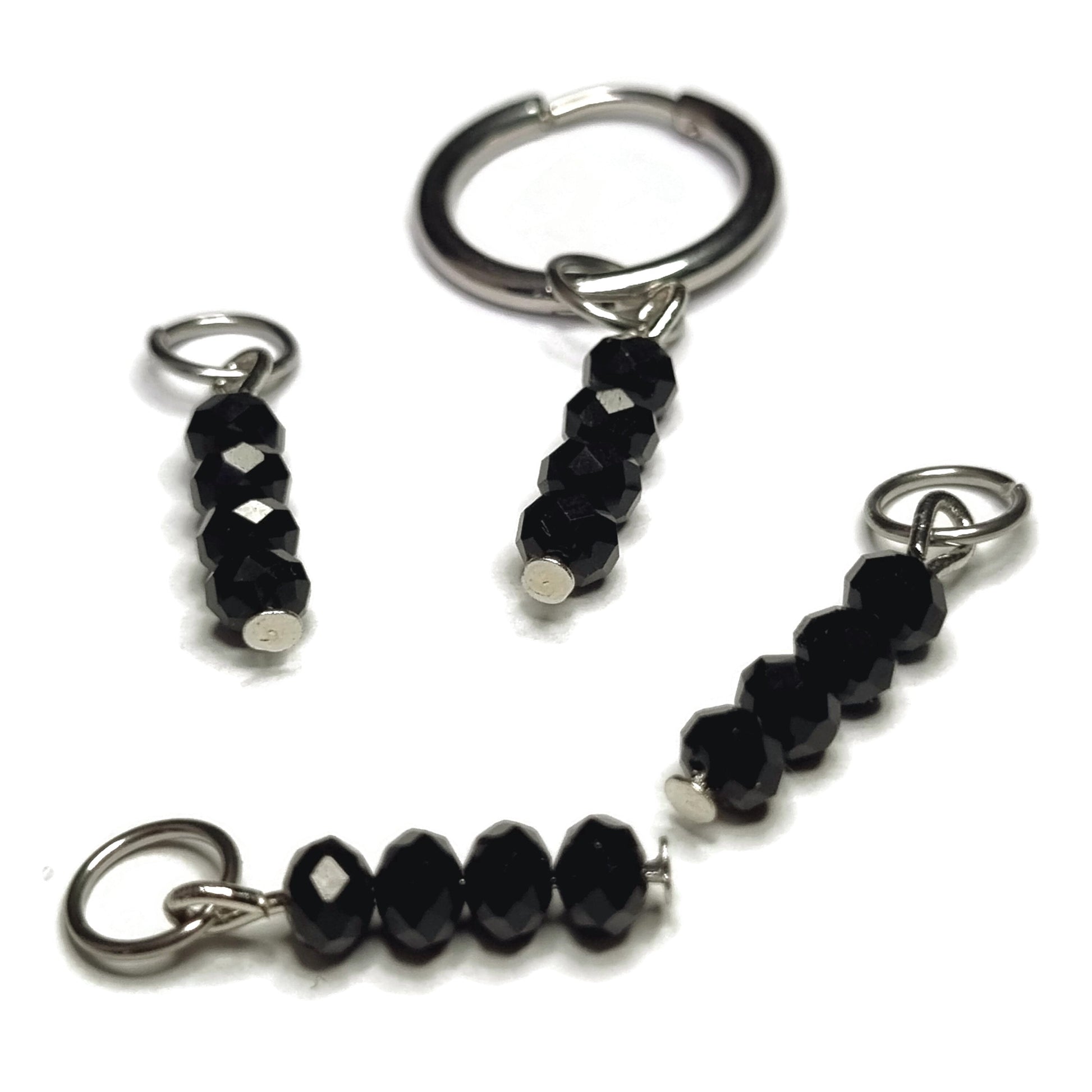 Zwarte Kristallen Kralen Oorring Set - Prachtige Oorring Bedels - Aramat Jewels®
