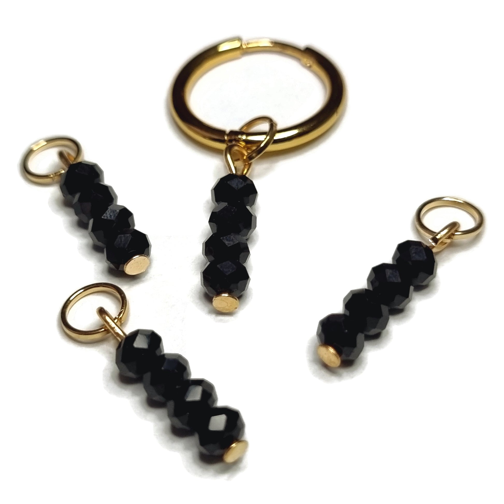 Prachtige Oorring Bedels - Aramat Jewels® Zwart Glazen Kraal Oorbellen Hoofdafbeelding