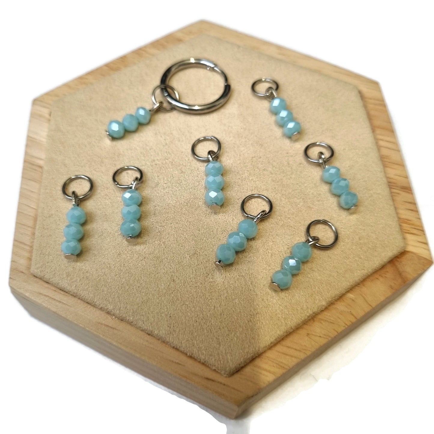 Set Van Drie Ringen Met Blauwe Kralen Voor Oorbellen - Aramat Jewels®