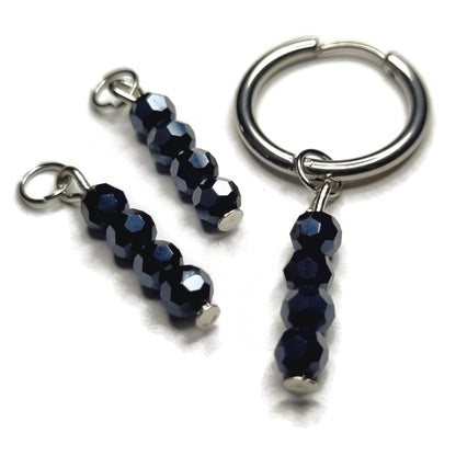 Blauwe Glazen Kralen Bedels Op Zilveren Hoop - Aramat Jewels®