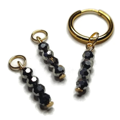 Zwarte En Gouden Bedel Oorringen Van Aramat Jewels® - 1 Stuk Verkocht