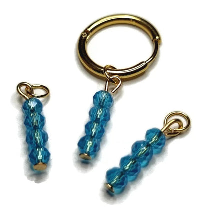 Blauwe Glazen Kralen Met Gouden Ringen - Prachtige Oorring Bedels - Aramat Jewels®