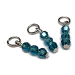 Danube Blauwe Kralen Charm voor Ketting Zilverkleur / 3 Kraaltjes | Bedeltjes en Hangertjes