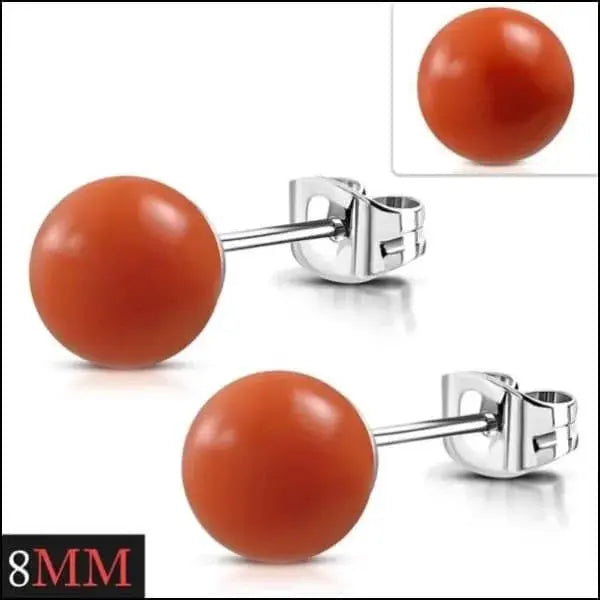 Kleurrijke Bolletjes Oorbellen 8mm / Oranje