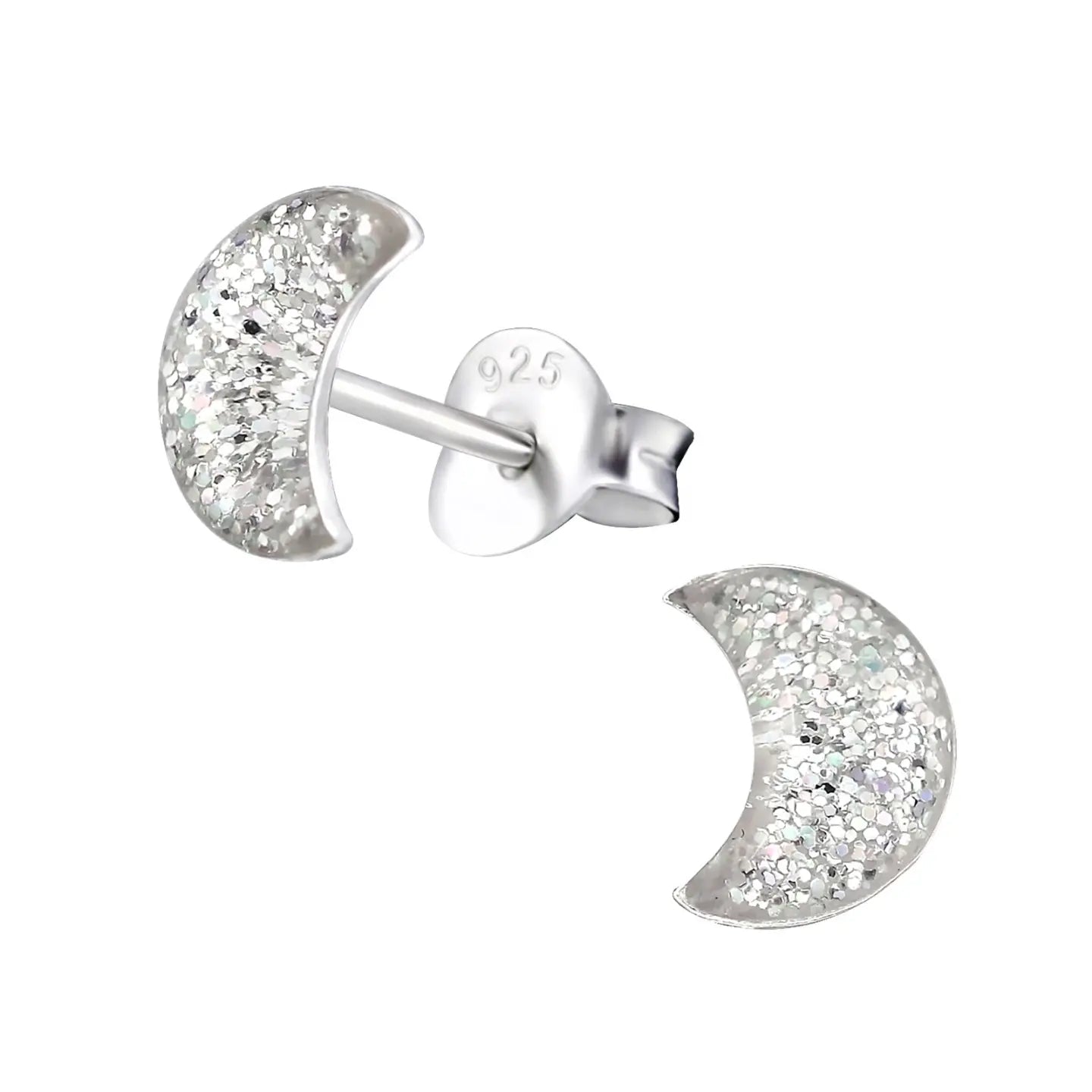 Zilveren Oorbellen Glitter Met Diamanten Halve Maan Oorbellen