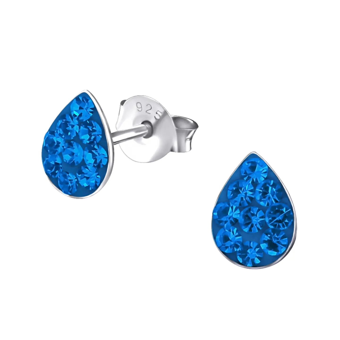 Prachtige Zilveren Druppel Oorbellen Met Blauwe Kristallen