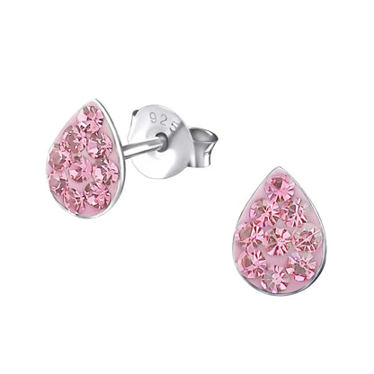 Roze Kristallen Tranen Oorbellen - Prachtige Zilveren Druppel Oorbellen