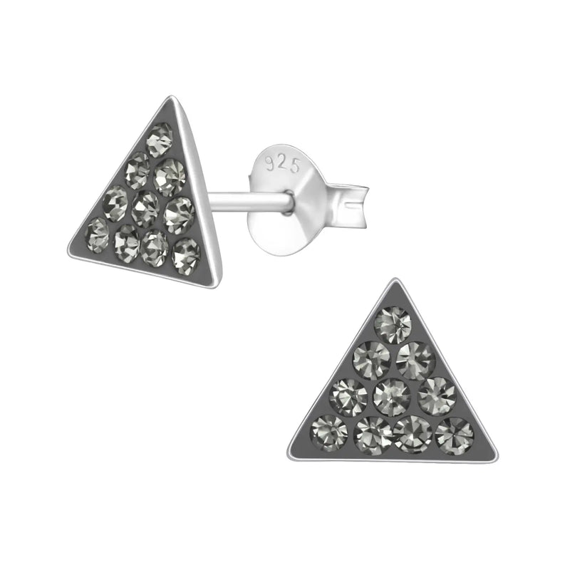 oor1815-4770-Zilveren Kristallen Oorbellen Driehoek-Aramat Jewels 