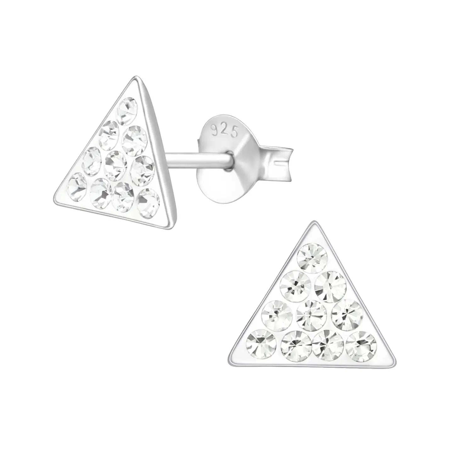 Driehoekige Zilveren Kristallen Oorbellen