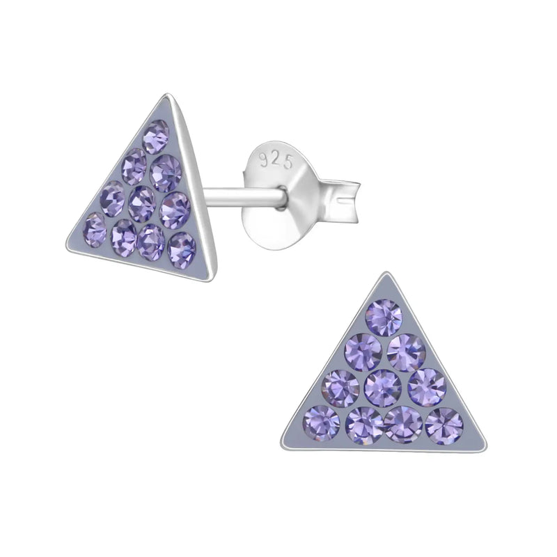 oor1328-4770-Zilveren Kristallen Oorbellen Driehoek-Aramat Jewels 
