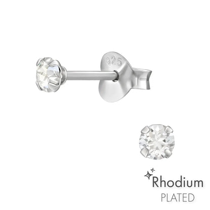 Witte Diamanten Oorknopjes - Echt Zilveren Kristallen Oorbellen