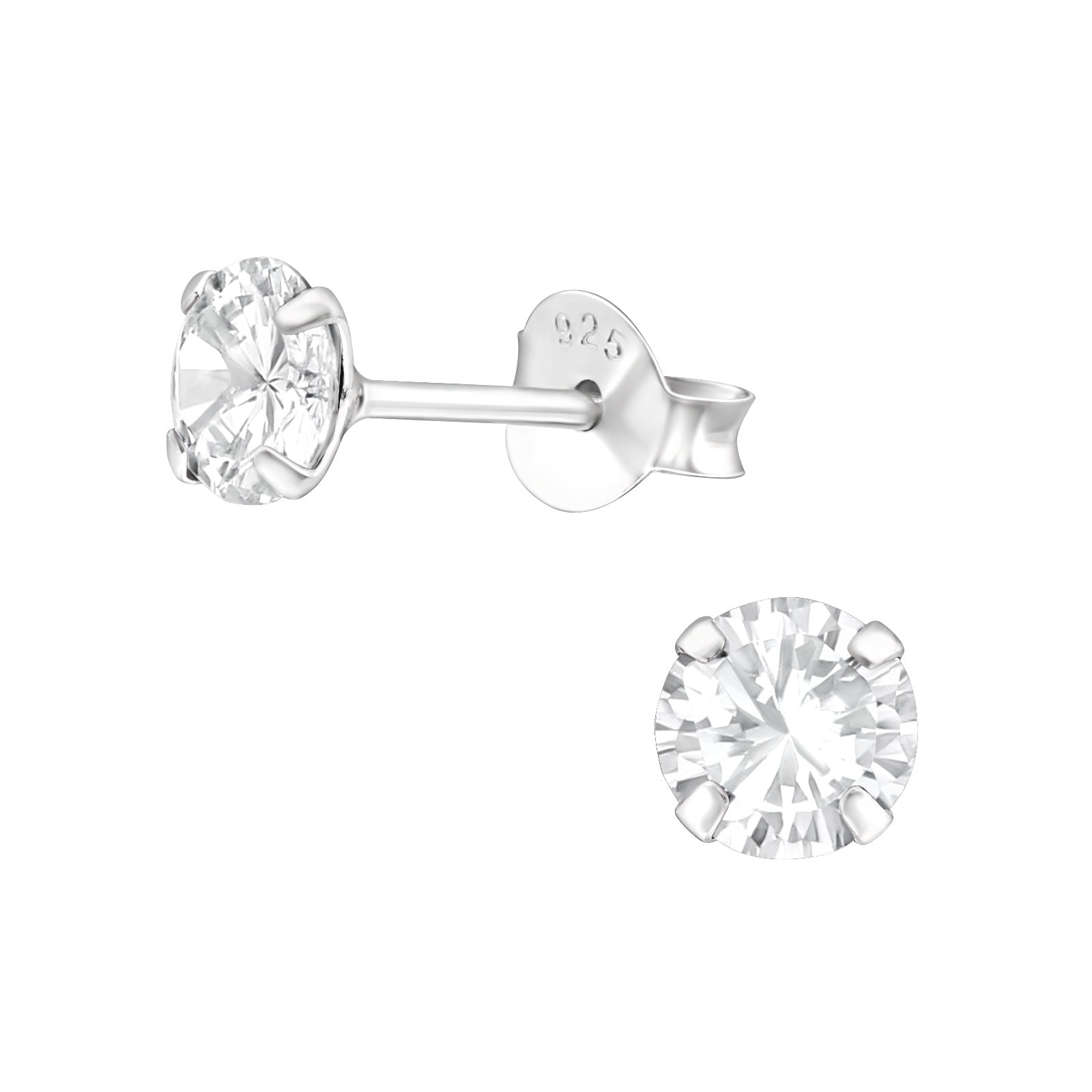Diamanten Oorbellen Op Witte Achtergrond - Echt Zilveren Kristallen Oorbellen