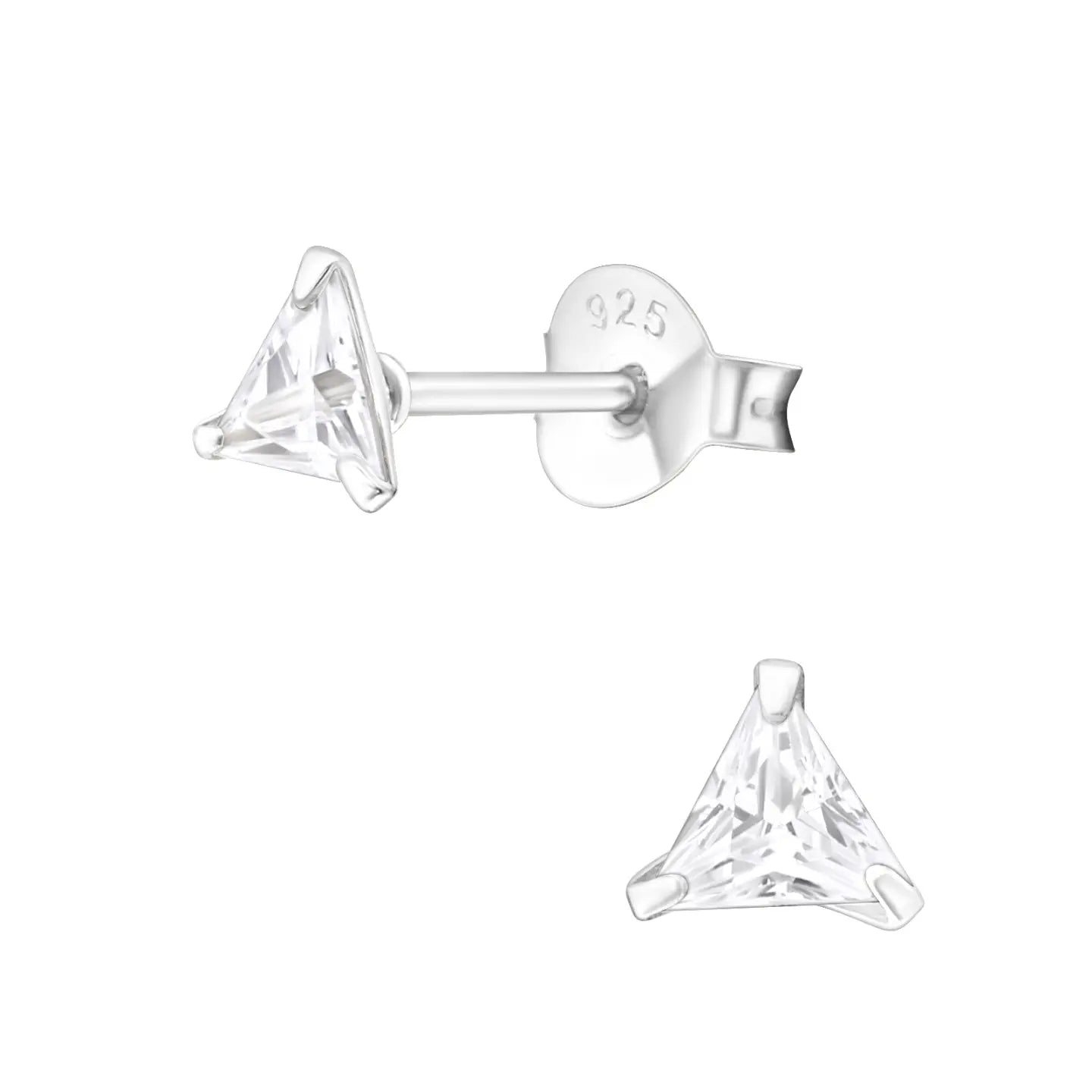 Zilveren Kristal Oorbellen Driehoek -