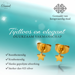 Mini ster oorstekers goudkleur staal – 3mm