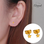 Mini ster oorstekers goudkleur staal – 3mm