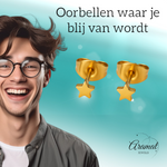 Mini ster oorstekers goudkleur staal – 3mm