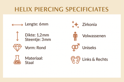 Tragus Helix Piercing – Goudkleur – AB Zirkonia