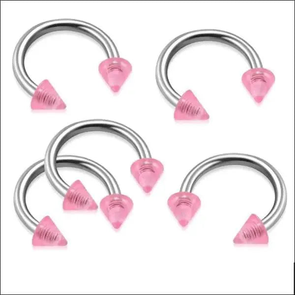 Roze Chirurgisch Stalen Horseshoe Cones Met Nipple Piercings