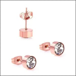 Stalen Kristallen Oorknopjes Rosékleurig / 6 Mm / Transparant | Oorbellen