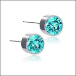 Stalen Kristallen Oorknopjes Zilverkleurig / 6 Mm / Aqua Blauw | Oorbellen