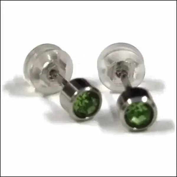 Groene Glazen Stalen Oorbellen - Chirurgisch Stalen Oorbellen Rond Kristal