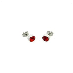 Stalen Kristallen Oorknopjes Zilverkleurig / 7 Mm / Rood | Oorbellen