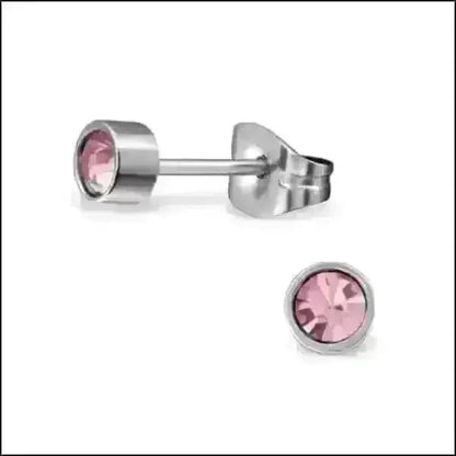 Roze Kristallen Studs Oorbellen - Chirurgisch Stalen Oorbellen