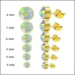 Stalen Kristallen Oorknopjes Goudkleurig / 3 Mm / Ab Transparant | Oorbellen