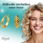 Creolen Ruitjes Goudkleur Staal – 25mm