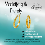 Creolen Ruitjes Goudkleur Staal –30mm