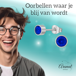 Donkerblauwe kristal oorstekers – 5mm zilver RVS