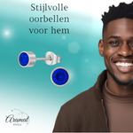 Donkerblauwe kristal oorstekers – 5mm zilver RVS