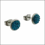 Druzy Oorbellen met Kristal Rvs Blauwgroen