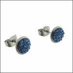 Druzy Oorbellen met Kristal Rvs Licht Blauw