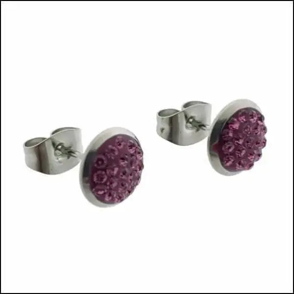 Druzy Oorbellen met Kristal Rvs Fuchsia Roze