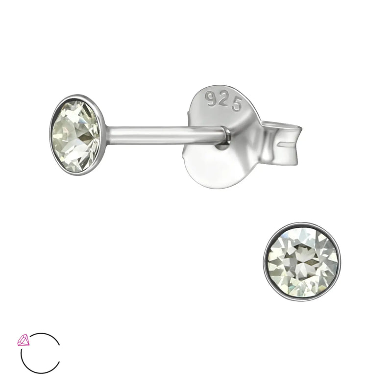 oor2579-39039-Ronde Zilveren Kristallen Oorbellen 3mm-Aramat Jewels 