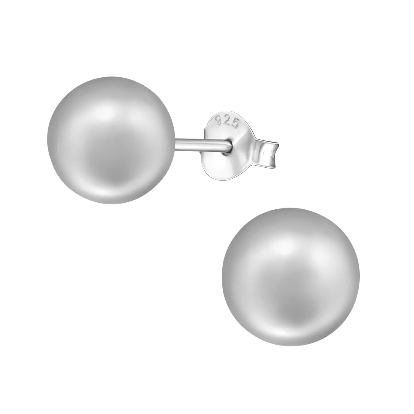 Zilveren Parels Op Witte Achtergrond - Zilveren Pareloorbellen 8mm