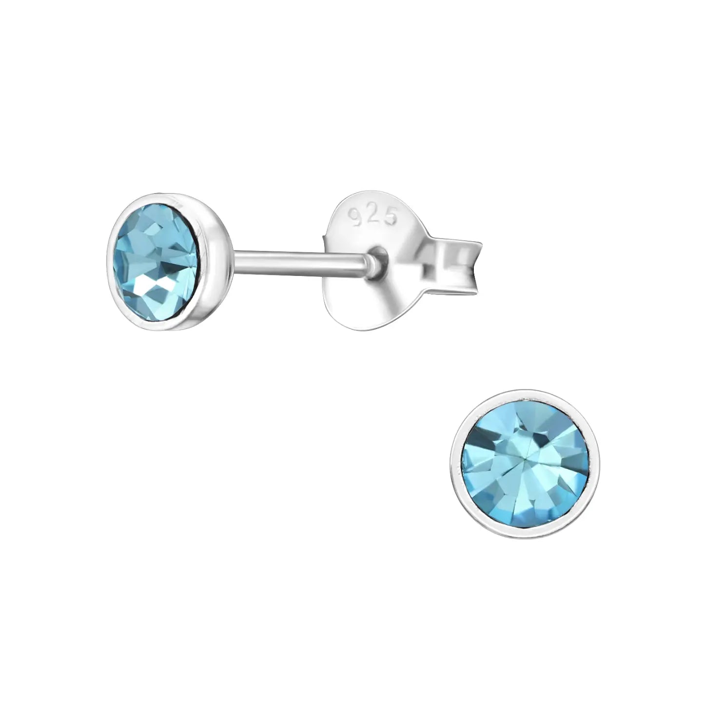Zilveren Oorstekers Met Kristal 4mm Van Aramat Jewels® - Blauwe Kristallen Stud Oorbellen