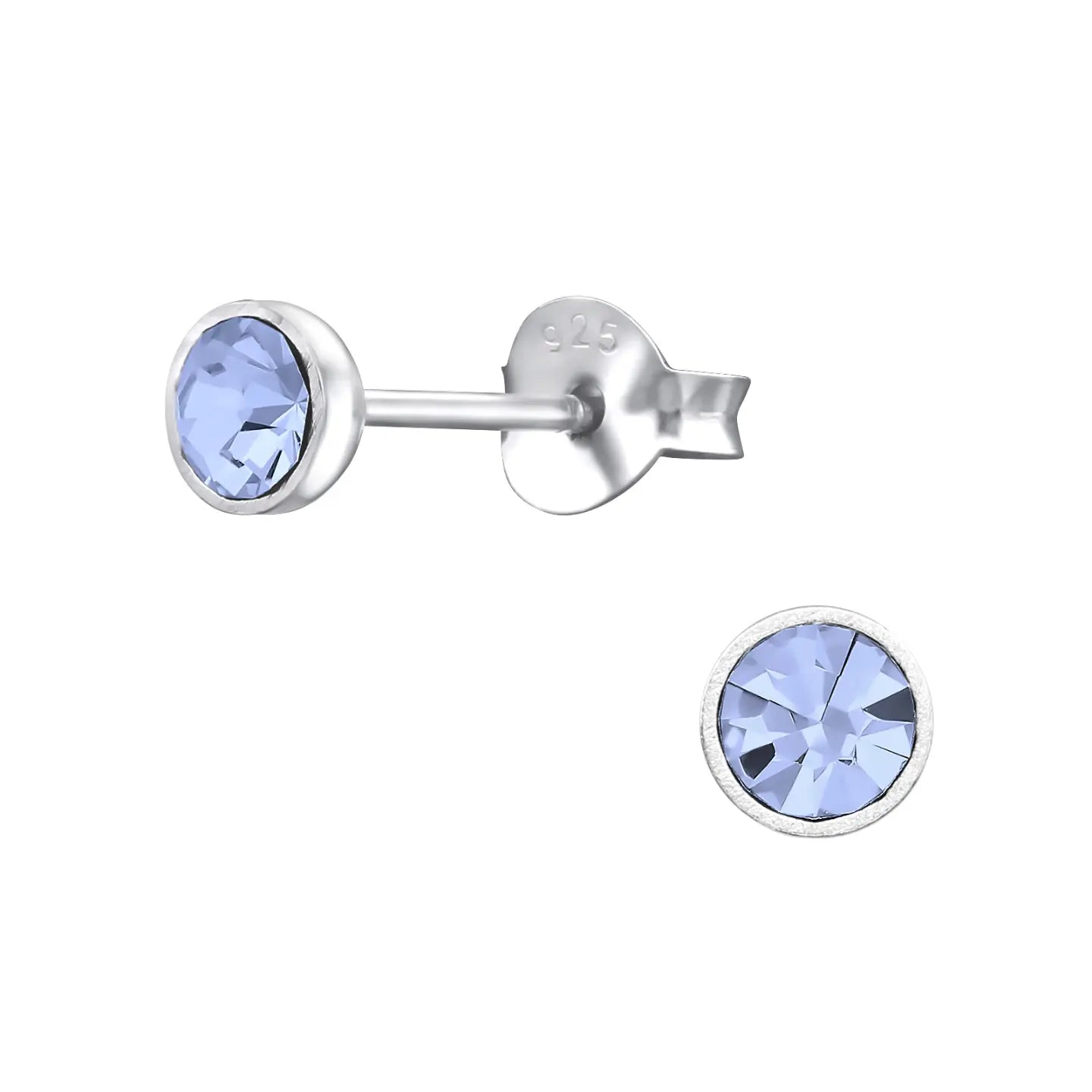 Zilveren Oorstekers Met Blauwe Topaas En Kristallen 4 Mm Van Aramat Jewels®