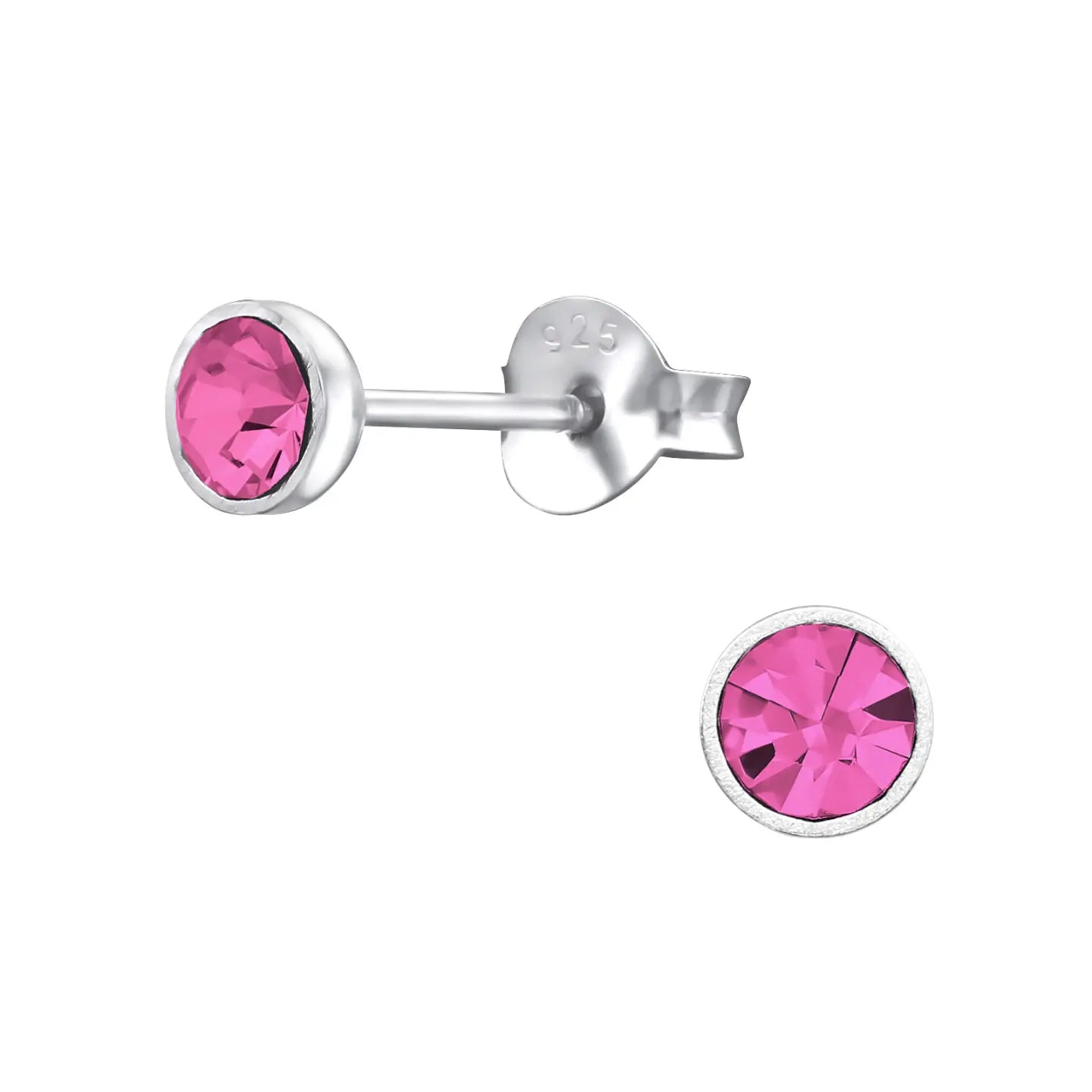 Zilveren Oorstekers Met Kristal 4mm Van Aramat Jewels® - Roze Kristallen Oorbellen