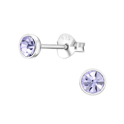 Zilveren Oorstekers Met Paarse Kristal 4mm Van Aramat Jewels®