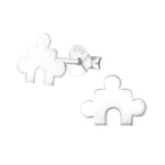 Zilveren Puzzel Oorstuds Voor Kinderen, 925 Sterling Zilver 10mm x 7mm