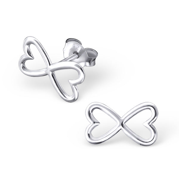 Zilveren Hartjes Oorbellen - Vleugje Liefde - Infinity Stud Earrings In Sterling Silver.