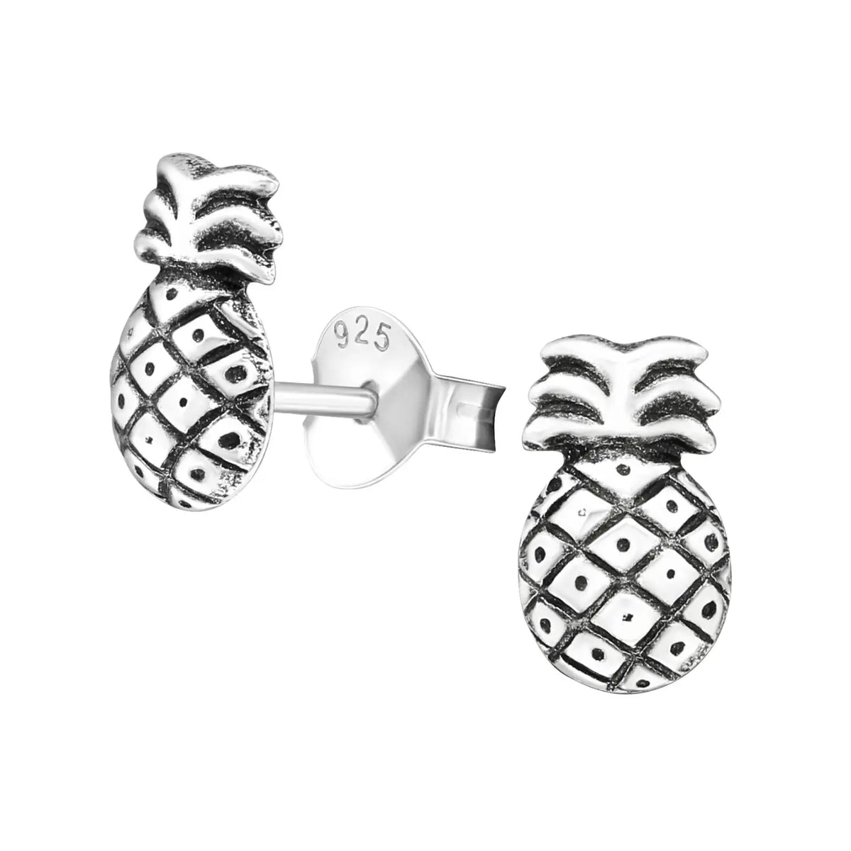 Zilveren Ananas Oorbellen Geoxideerd-8x5mm