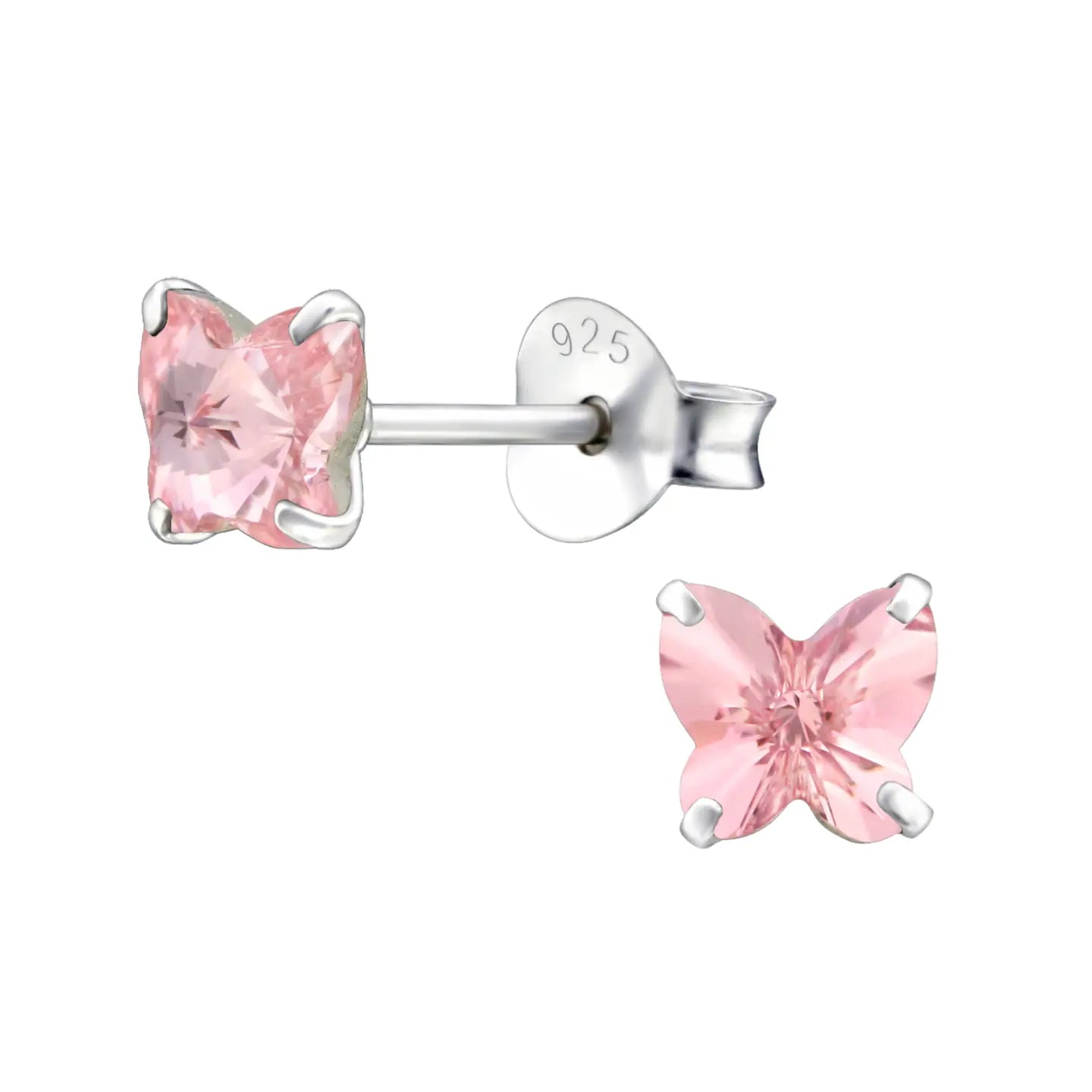 Zilveren Vlinder Oorbellen - Aramat Jewels® Met Roze Kristallen Vlinder Oorstekers