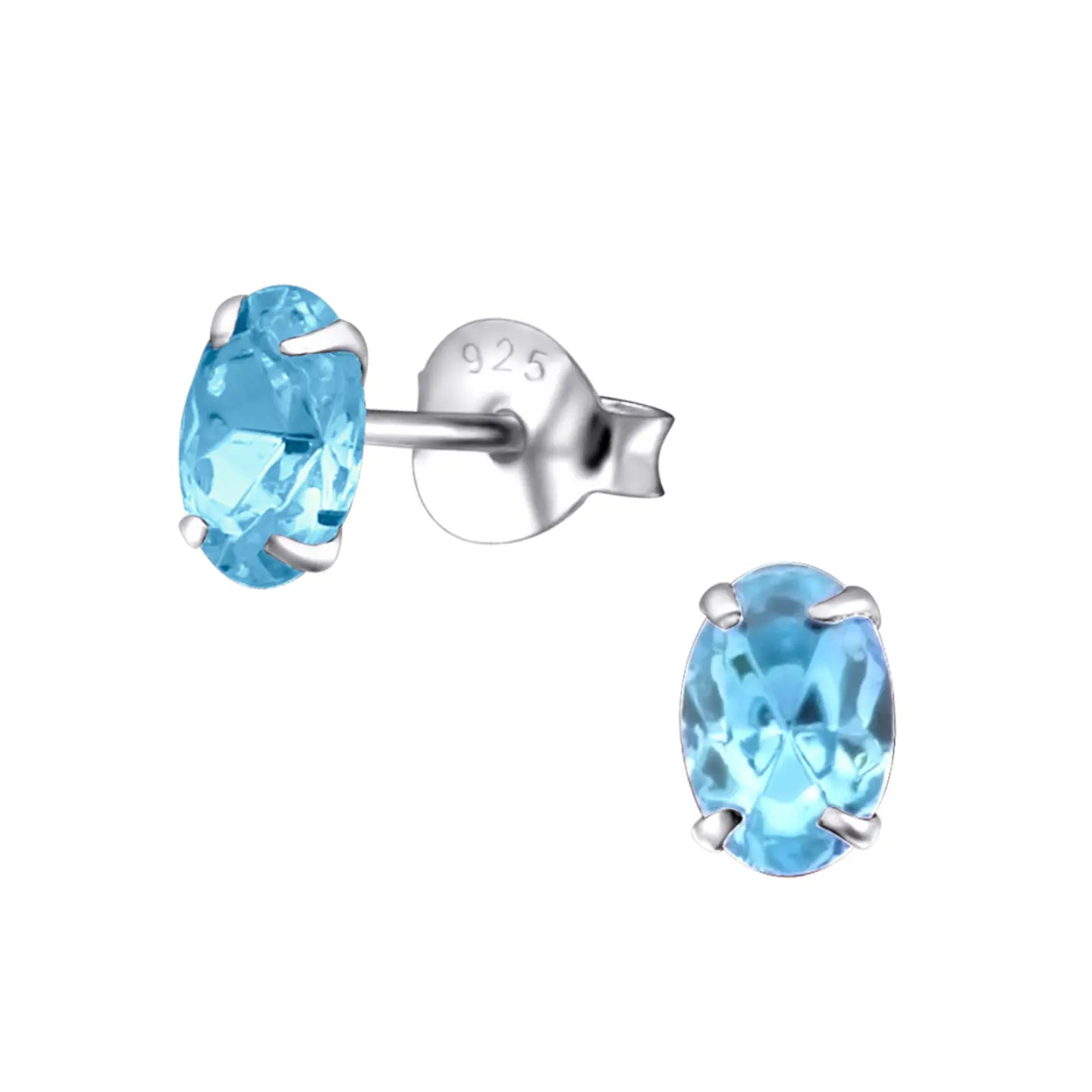 Zilveren Kristallen Oorbellen Met Blauwe Topaas