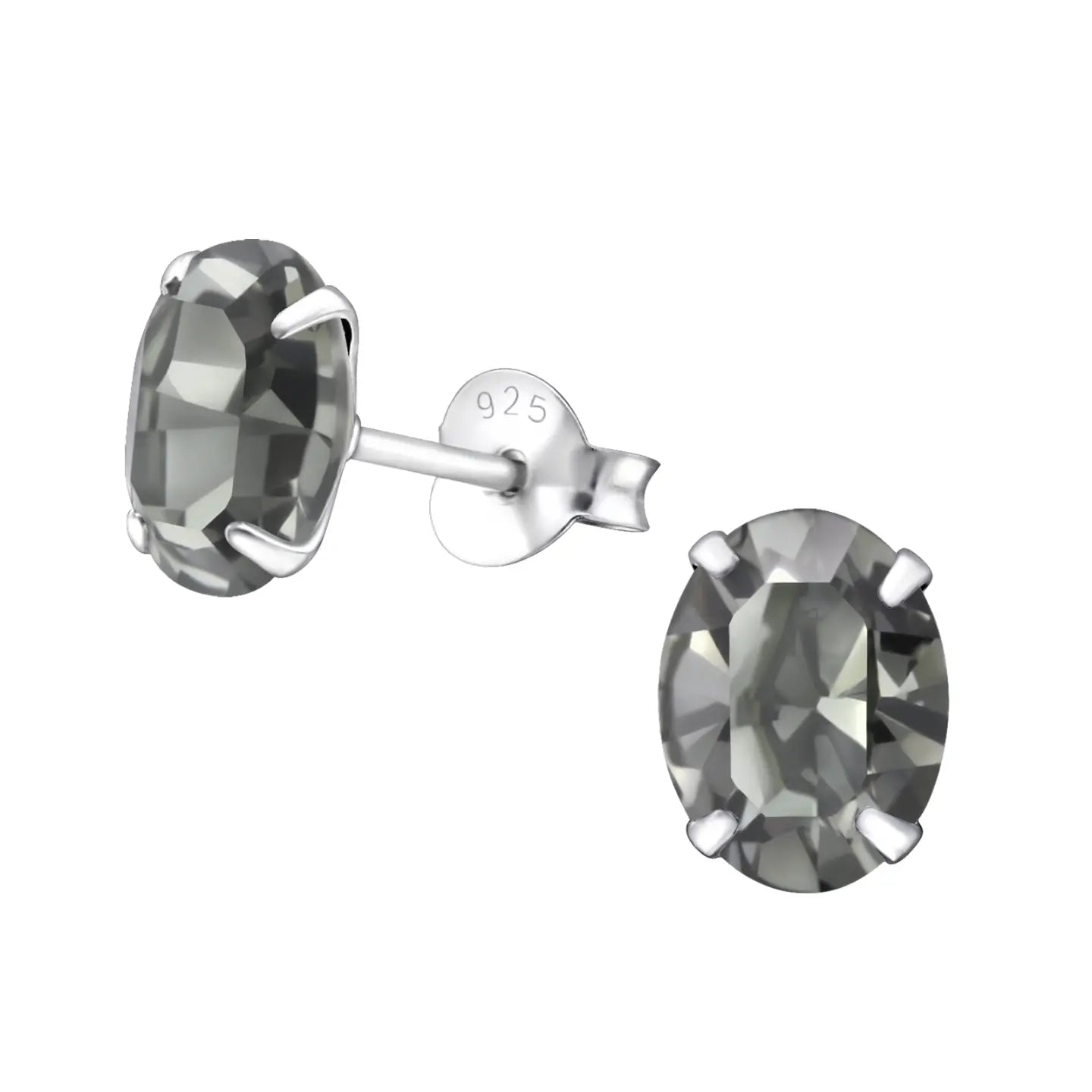 Zilveren Kristallen Oorbellen Met Zwarte Diamanten