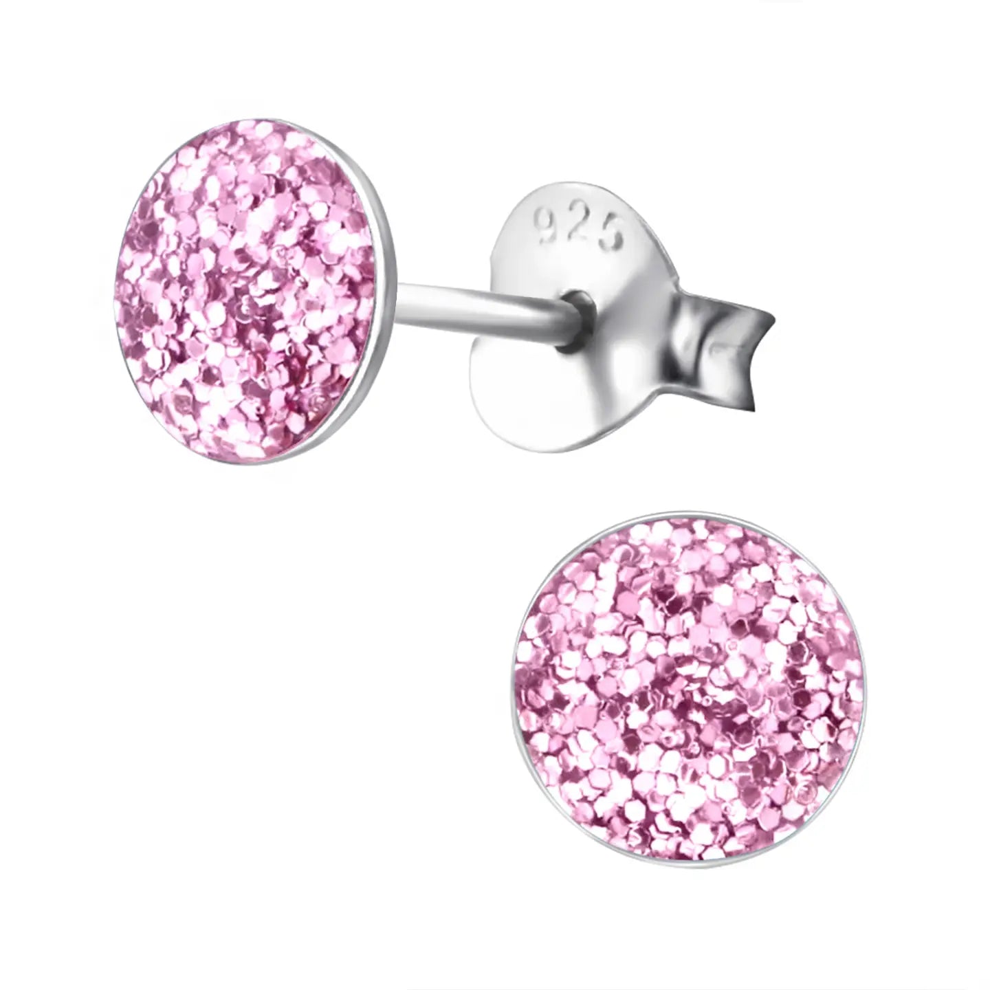 Roze Glitter Knopjes Oorbellen - Zilveren Oorbellen Glitter-