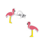 Flamingo Oorknopjes Zilver Roze-8x7mm | Oorbellen